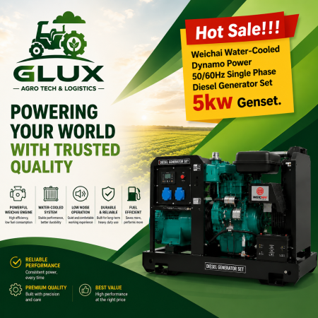 Hot Sale! ! ! Weichai Water-Cooled Dynamo Power 50/60Hz Single Phase Diesel Generator Set 5kw Genset