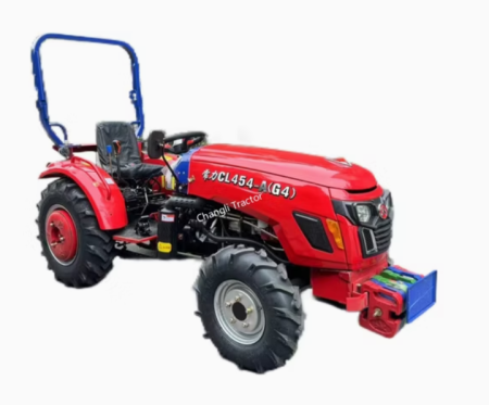 Taihong 220hp tractor construction equipments  1. Basic Technical Data 220hp Tractor Technical Data Model	TH2204 Tractor power	220hp Type	4X4Wheel drive Overall dimension	Length (mm)	5670 Width (mm)	2410(rear single tyre) Height(mm)	3260 Tread	Front tyre	1920,2020,2120,2220 rear type	1770~2170 wheel base (mm)	2900 Min ground clearance(mm)	430 Min Service weight  (kg)	7500(rear single tyre) Engine	Model	Shangchai SC7H260G3 Type	inline,water cooled, four stroke Rated power	162KW Fuel	diesel Tyre	Front tyre	16.9-28 rear tyre	18.4-42 clutch	dry, single disc, double stage steering	Hydraulic steering transmission	4 x4 x(1+1) Suspension type	Rear positioned suspension three point linkage catagoery III PTO speed 540/1000  or 760/1000, 760/850 Size	Φ38/Φ35