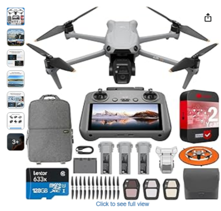 DJI Air 3S Fly More Combo (RC 2 Screen Remote Control) Drone with 1" CMOS Wide-Angle & Medium Tele Camera, 4K/60fps, Omnidirectional Sensing, Smart RTH & 3 Batteries Bundle with Deco Gear Accessories