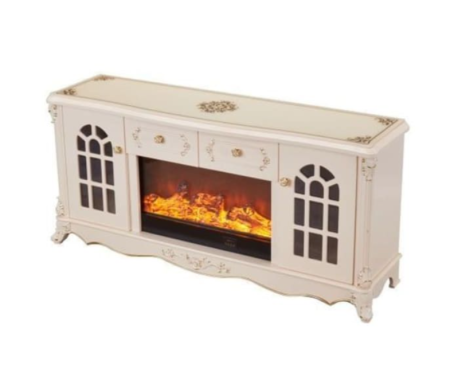 Royal Gold TV Stand With Drawers/Electric Fireplace