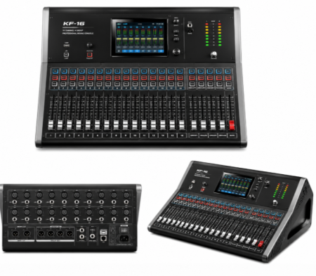 KF-16 16 Channel 4 Group Professional Audio Mixing Console Digital Sound Mixer Console with 4.3-inch Touchscreen Display USB